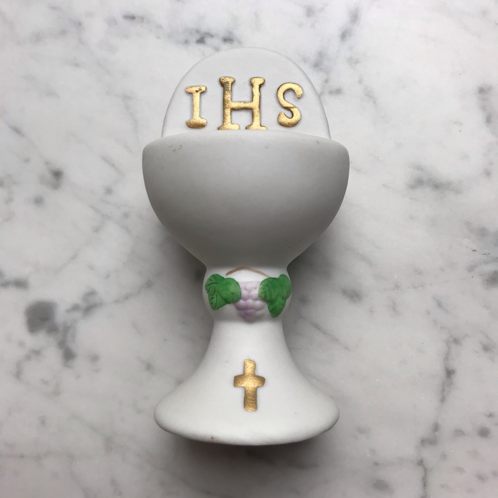Antique Christogram IHS First Communion Figurine